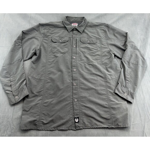 Wrangler Outdoor Series Shirt Mens XL Gray Long Sleeve Button Up Hiking Nylon - Picture 2 of 9